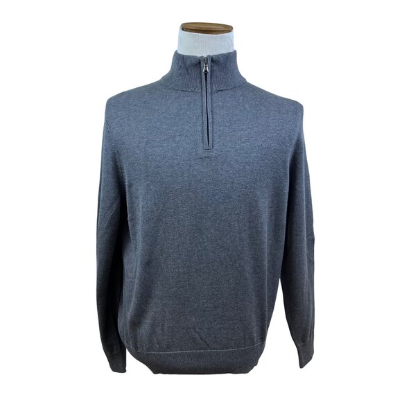 Lands End Grey Mens Half-Zip Sweater Warm Lightweight Quarter Zip Sz M - Picture 1 of 10